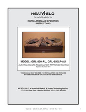 Heat & Glo GRL-850-AU Installation And Operation Instruction Manual