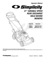 Simplicity 7800547 Operator's Manual