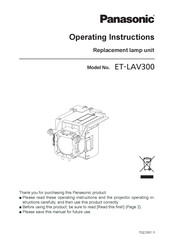 Panasonic ET-LAV300 Operating Instructions Manual