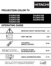 Hitachi UltraVision SWX Series 53SWX12B Operating Manual