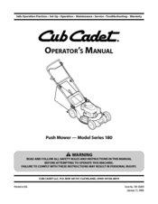 Cub Cadet Series 180 Operator's Manual