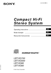 Sony LBT-XG80 Operating Instructions Manual
