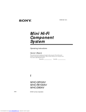 Sony MHC-GR10AV Operating Instructions Manual