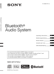 Sony MEX-BT4700U Operating Instructions Manual