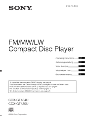 Sony CDXGT430U - CD Receiver Head Unit Operating Instructions Manual