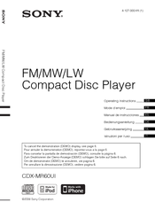 Sony CDX-MR60UI Operating Instructions Manual