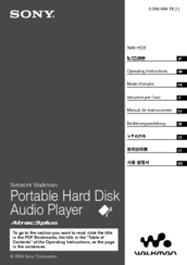 Sony NW HD3 - Network Walkman 20 GB Digital Music Player Operating Instructions Manual