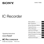 Sony ICD-P630F Operating Instructions Manual