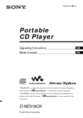 Sony D-NE518CK - Portable Cd Player Operating Instructions Manual
