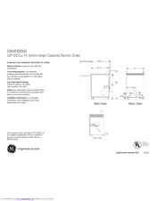 GE DBXR300EGWS - G.E. 6.0 Cu. Ft. Capacity Electric Dryer Dimensions And Installation Information