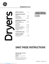 GE DCCH485EKMS Owner's Manual & Installation Instructions