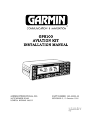 Garmin Personal Navigator GPS 100AVD Installation Manual