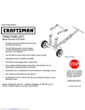 Craftsman TRACTOR LIFT 610.246 User Instructions