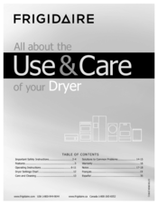 Frigidaire FAQG7011KW - Affinity 7.0 cu. ft. Gas Dryer Use & Care Manual