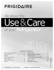 Frigidaire FGHS2655KE - Gallery 26 Cu. Ft. Refrigerator Important Safety Instructions Manual
