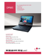 LG DP885 - Portable DVD Player Specifications