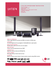 LG LHT874 -  Home Theater System Specification Sheet