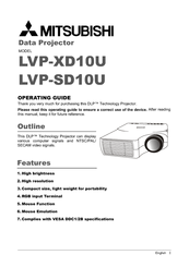 Mitsubishi LVP-XD10U Operating Manual
