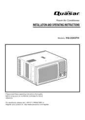 Quasar HQ-2243TH Installation And Operating Instructions Manual
