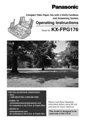 Panasonic KX-FPG176 Operating Instructions Manual