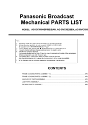 Panasonic DV PROLINE AG-DVC180B Parts List