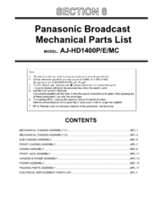 Panasonic AJHD1400P - DVCPRO HD VTR Mechanical Parts List