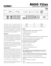 QSC BASIS 722az Specification Sheet