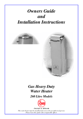 Rheem 260 Litre Installation And Owner's Manual