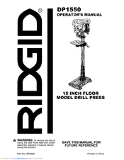 RIDGID DP15501 Operator's Manual