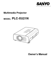 Sanyo PLC-XU21N Owner's Manual