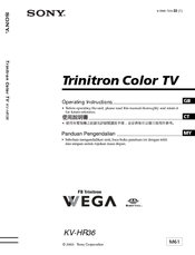Sony FD Trinitron WEGA KV-HR36 Operating Instructions Manual