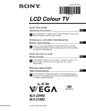 Sony WEGA KLV 21SR2 Operating Instructions Manual