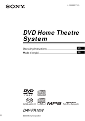Sony DAV-FR10W - Dvd Dream System Operating Instructions Manual