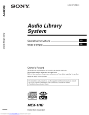 Sony MEX-1HD - Audio Library System Operating Instructions Manual
