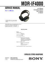 Sony MDR-IF4000 Service Manual