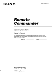 Sony RM-PP506L Operating Instructions Manual
