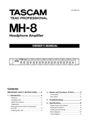 Tascam MH-8 Owner's Manual
