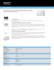 Sony VAIO VPCCB22FX/W Specification Sheet