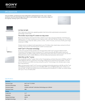 Sony VAIO VPCCB2AFX Specifications