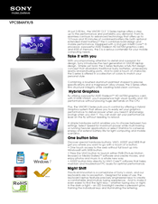 Sony VAIO VPCSB4AFX/B Specifications