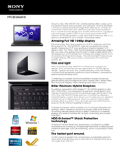 Sony VAIO VPCSE2AGX/B Specifications