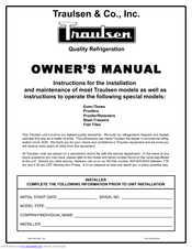 Traulsen Traulsen Quality Refrigeration Owner's Manual