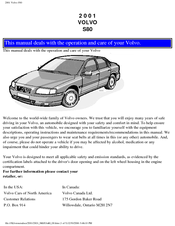Volvo 2001 S80 Operation Manual
