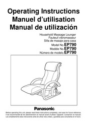 Panasonic EP790 - MASSAGE LOUNGER Operating Instructions Manual