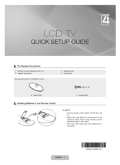 Samsung LE32C450E1W Quick Setup Manual