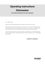 Asko D5233XXL Operating Instructions Manual