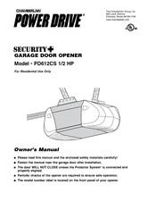 Chamberlain Power Drive Security+ PD612CS Owner's Manual