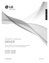 LG Steam Dryer DLGX2651 Series Owner's Manual