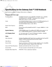 Gateway Solo 3100 Specifications