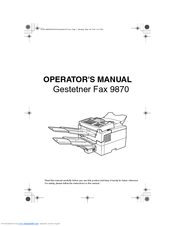 Gestetner 9870 Operator's Manual